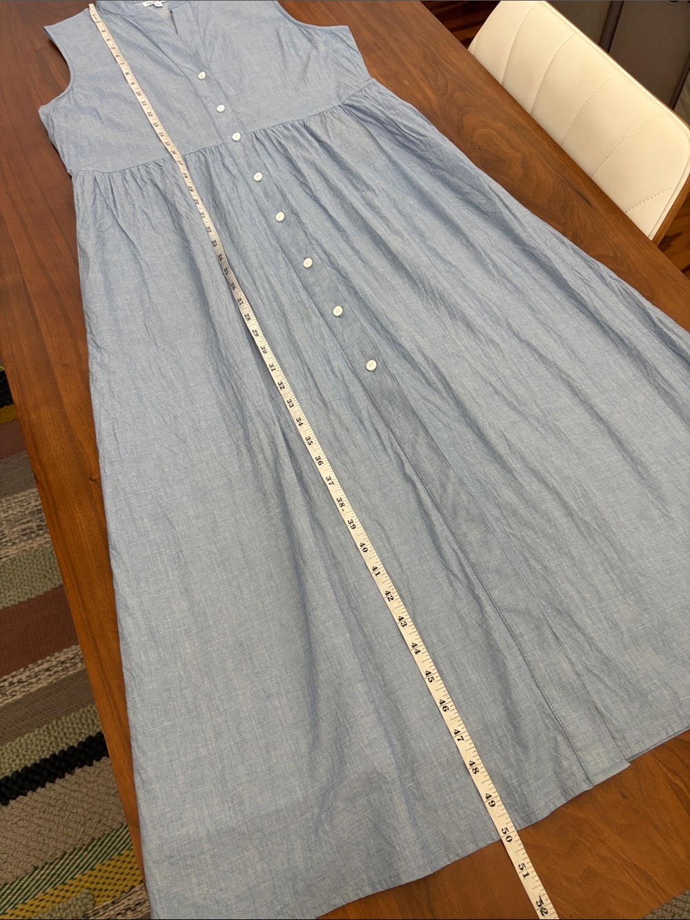 Beau & Ro Chambray Blue Button Front Midi Maxi Dress – Size Medium - Picture 8 of 10